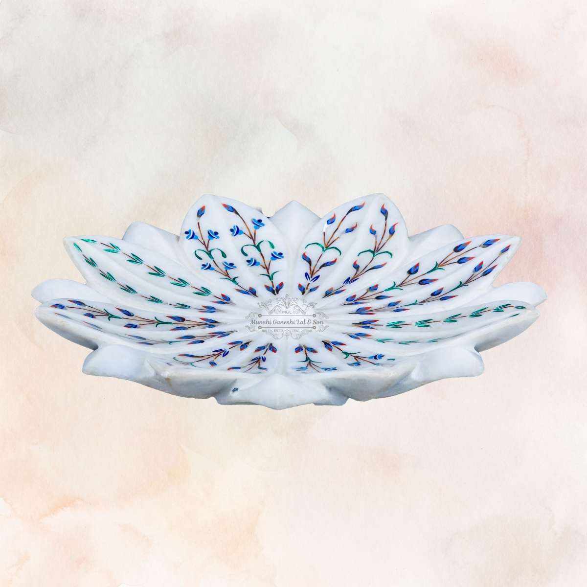 Green-Blue Colour Shape Marble Fruit Bowl